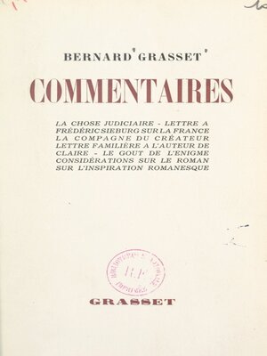 cover image of Commentaires